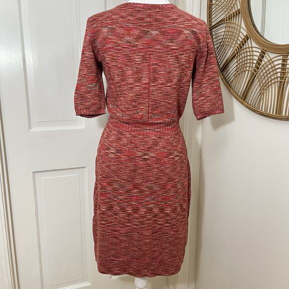 Phoebe Couture M Knit Pink Multi Stretch Knit Dress Career Office Classic - Picture 3 of 5